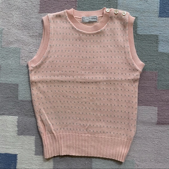 Vintage 7s Crew Neck Knit Peach Sweater 